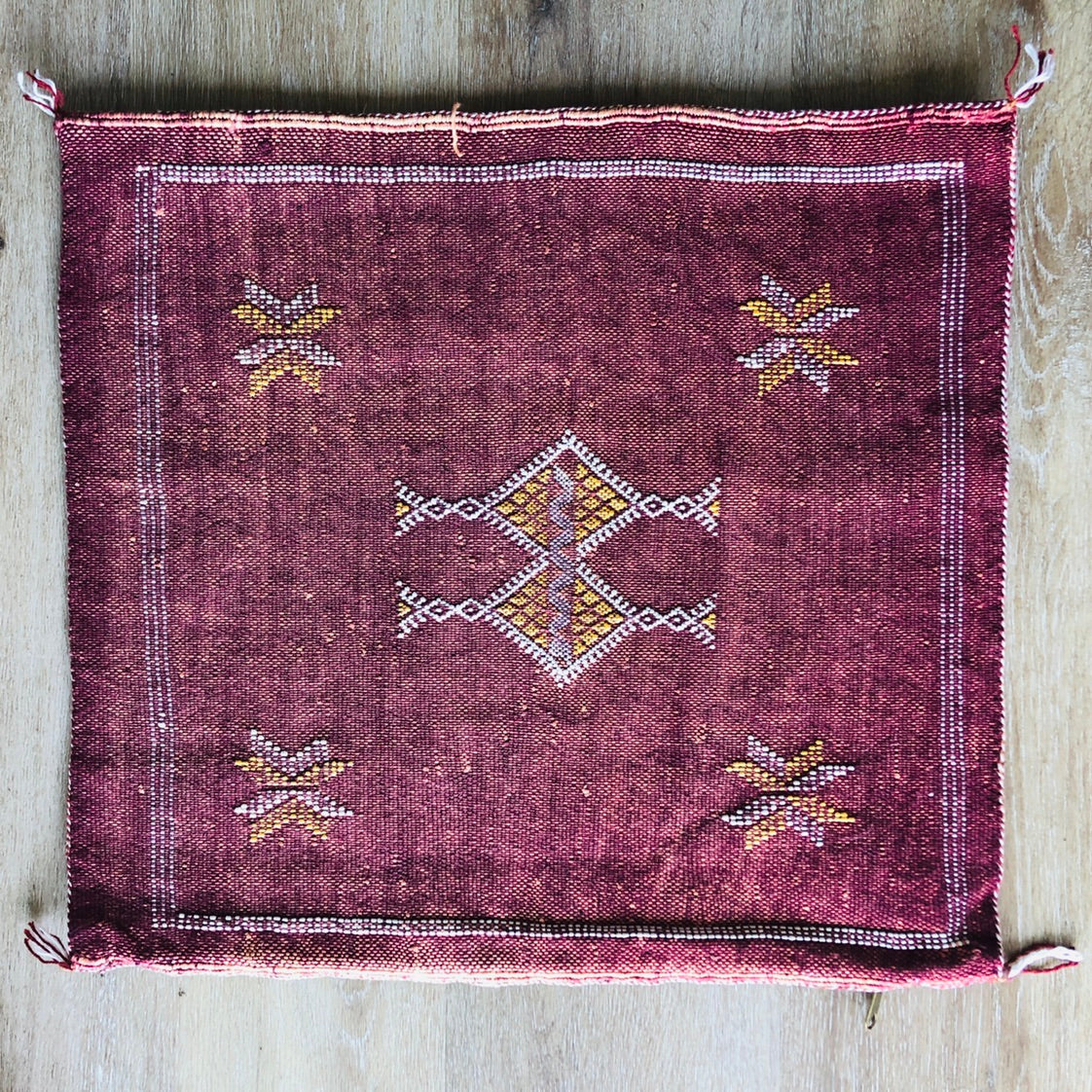 Genuine Moroccan Cactus Silk Cushion in Plum