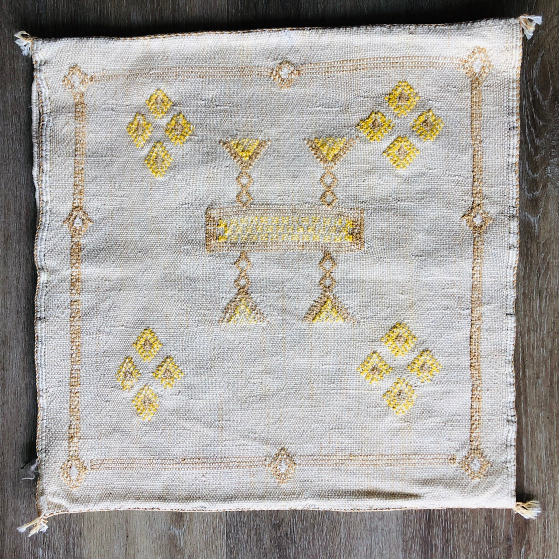 Genuine Moroccan Cactus Silk Cushion in Cream