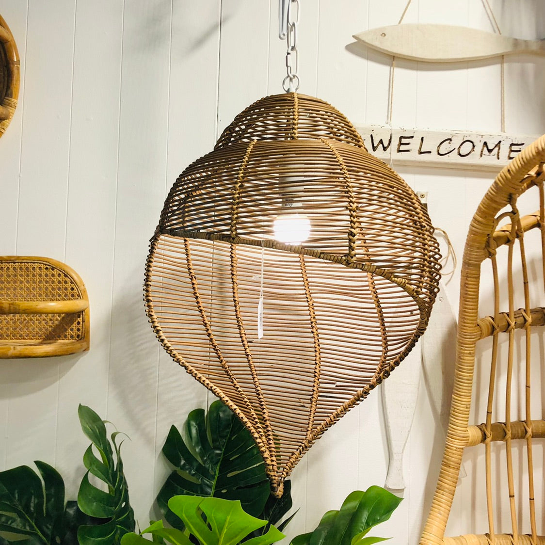Rattan Shell Chandelier