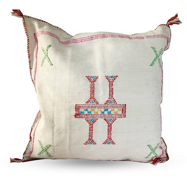 Genuine Moroccan Cactus Silk Pillow in Ivory II