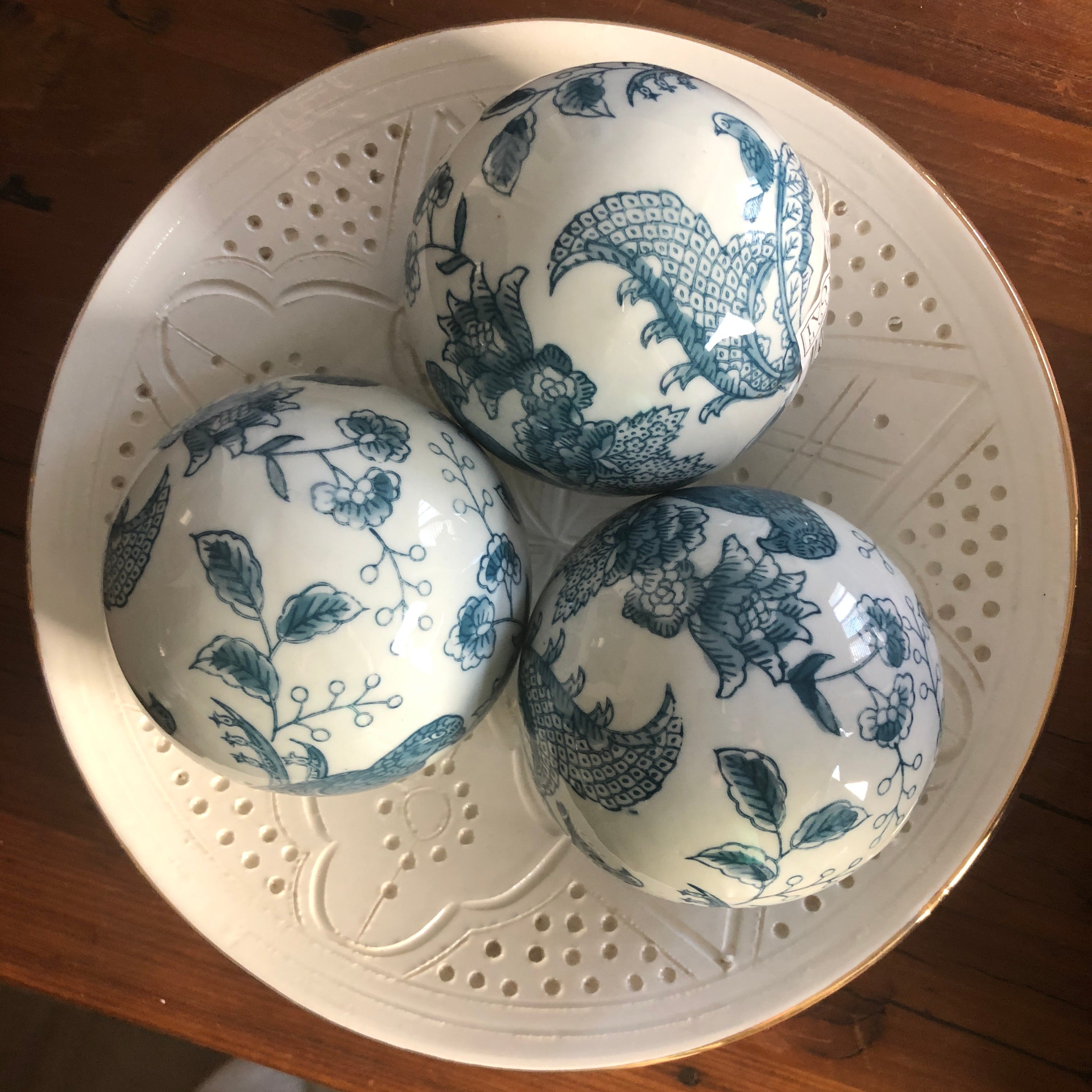 Chinoiserie Decorator Balls in Blue - Set of 4