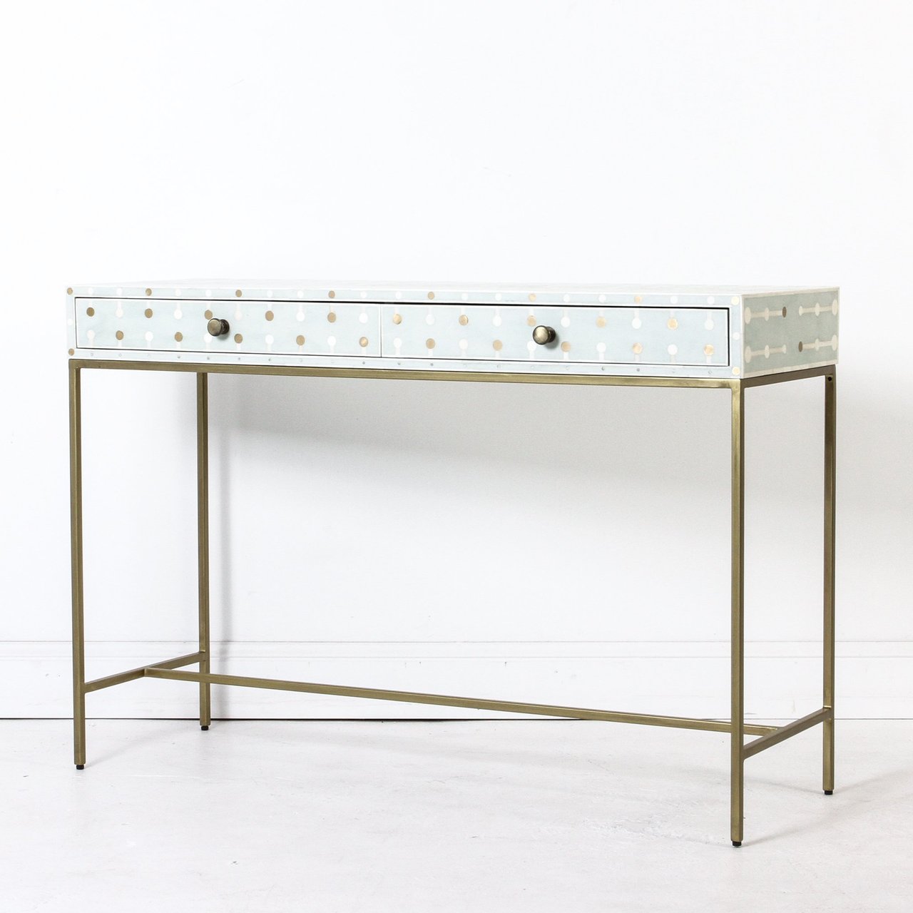 Brass Dot Bone Inlay Console