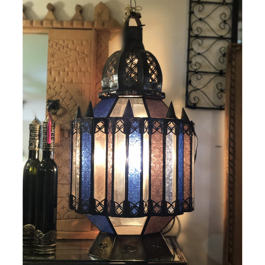 Moroccan Hanging Lantern in Blue