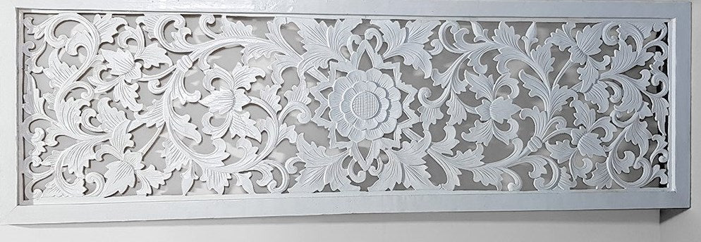 Carved Rectangular Cutout Bedhead in White