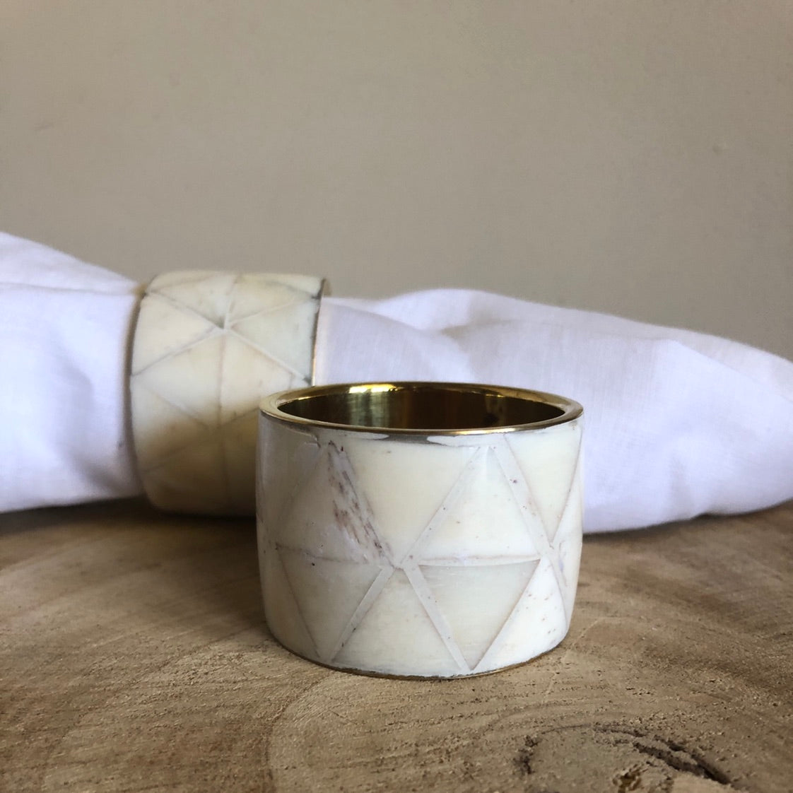 Bone Inlay Napkin Ring in White