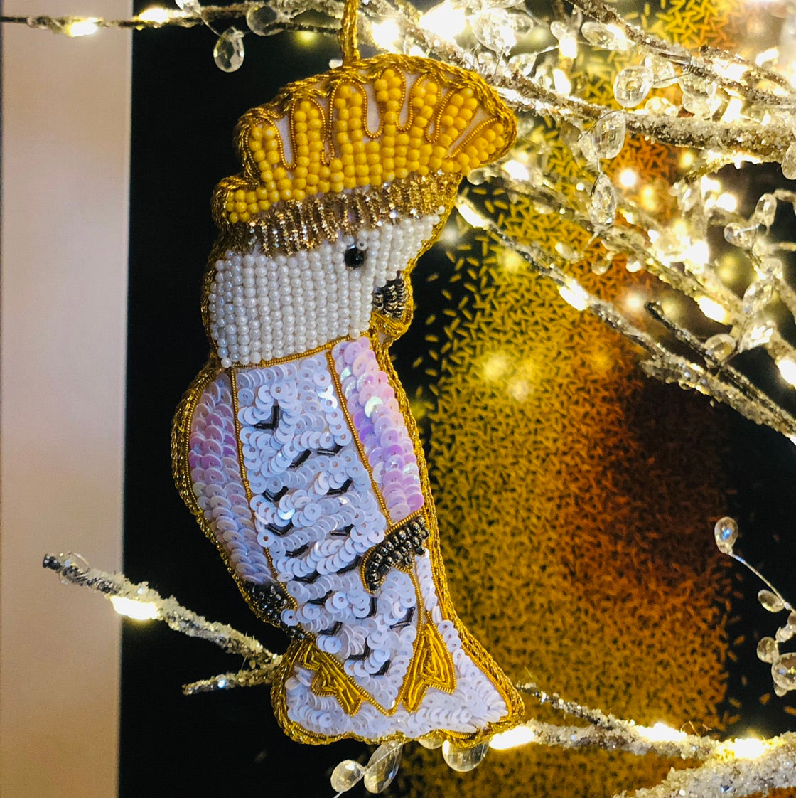 Sulphur Crested Cockatoo Sequin Hanging Decoration
