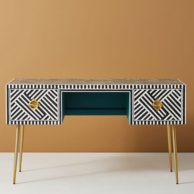 Optical Inlay Desk in Black