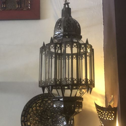 Large Moroccan Hanging Pendant Light with Clear Glass