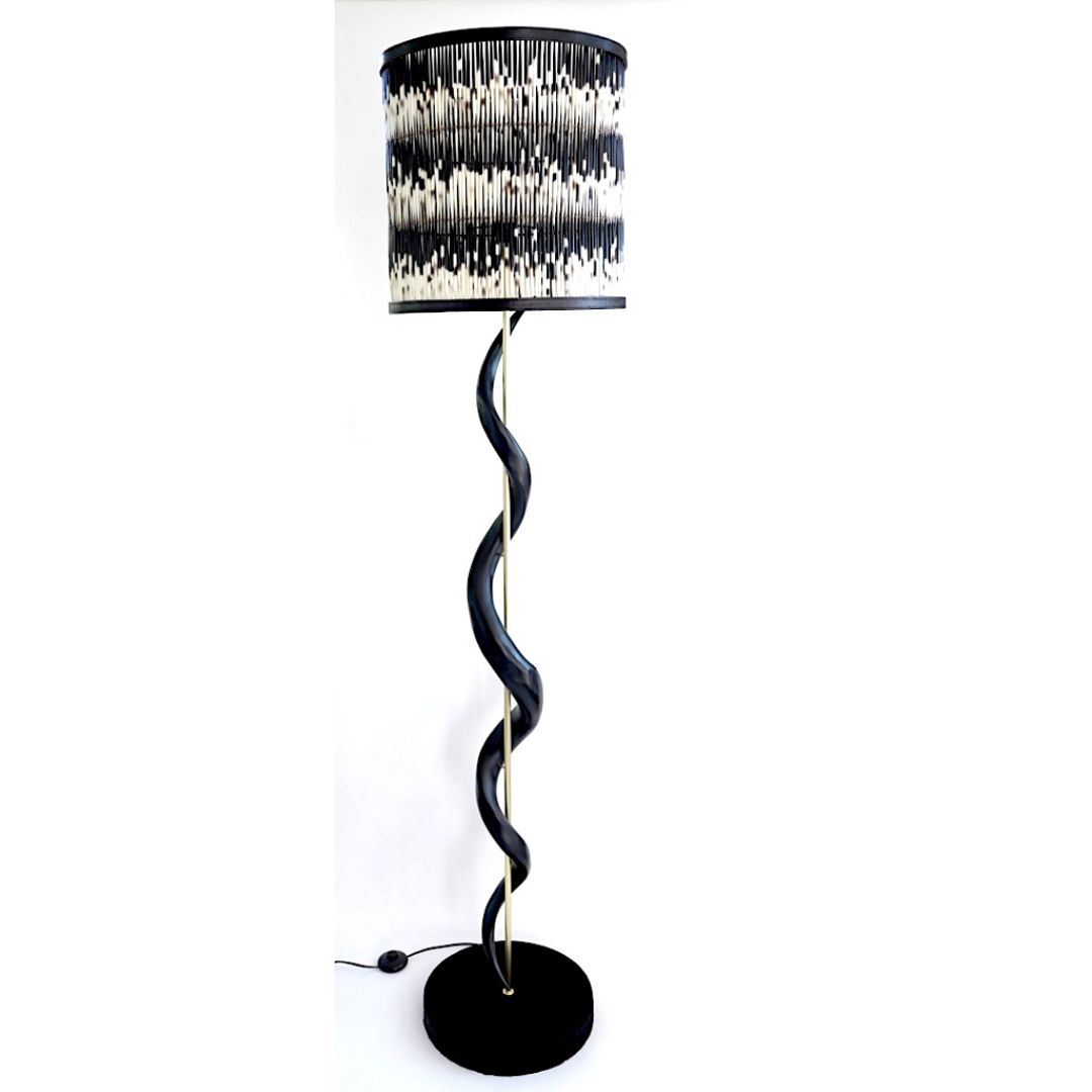Horn Floor Lamp with Porcupine Quill Shade
