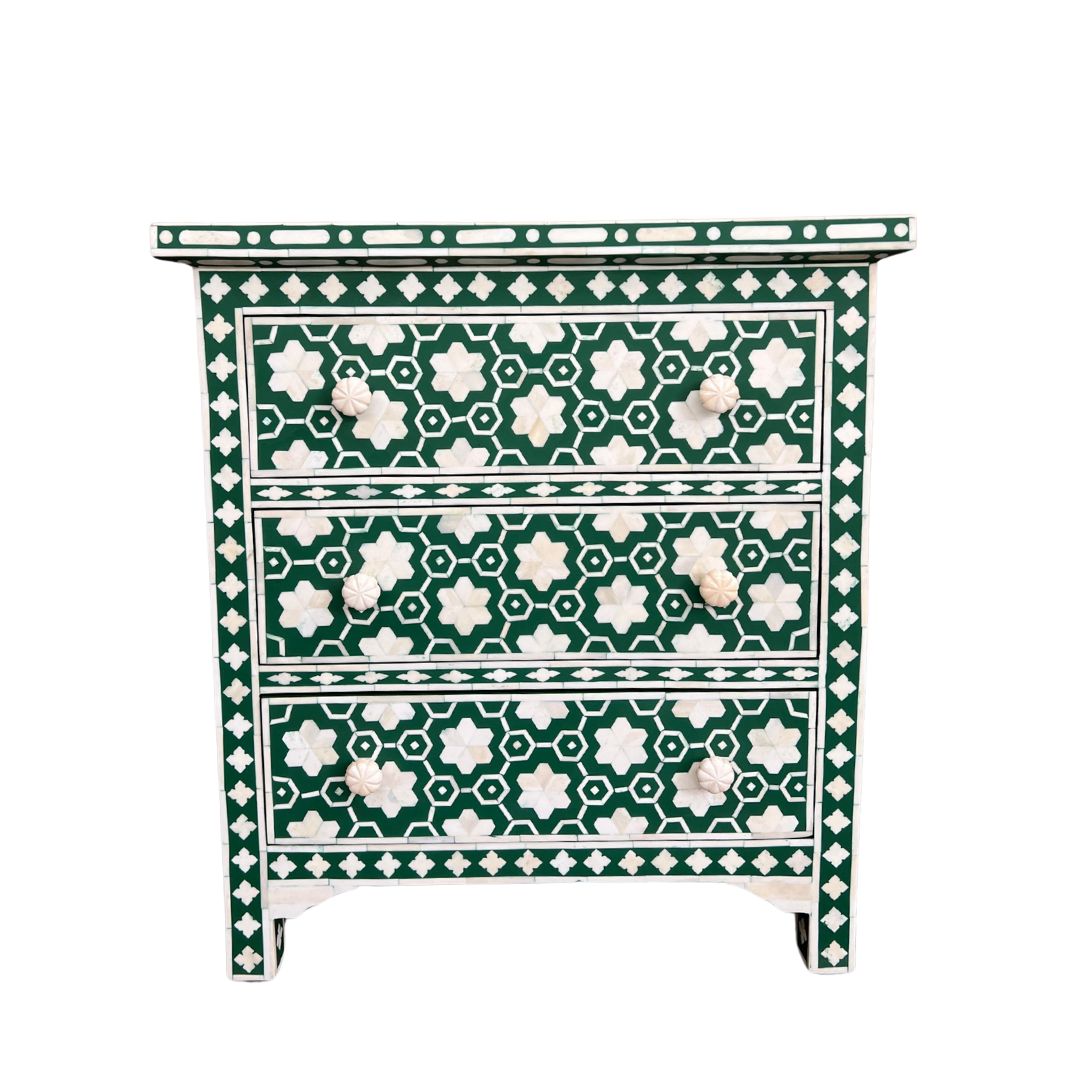 Garland Bone Inlay Upsized Bedside Table in Green