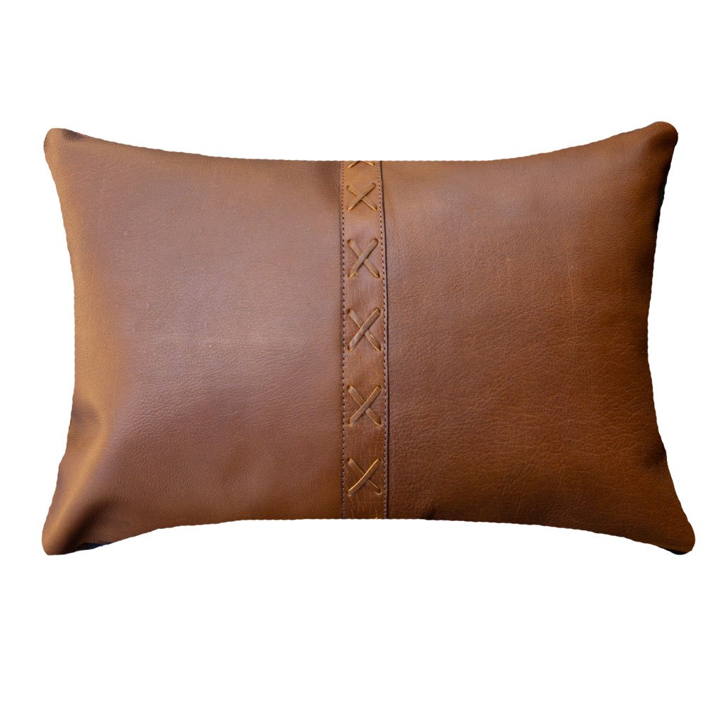 Lace Leather Lumber Cushion in Tan