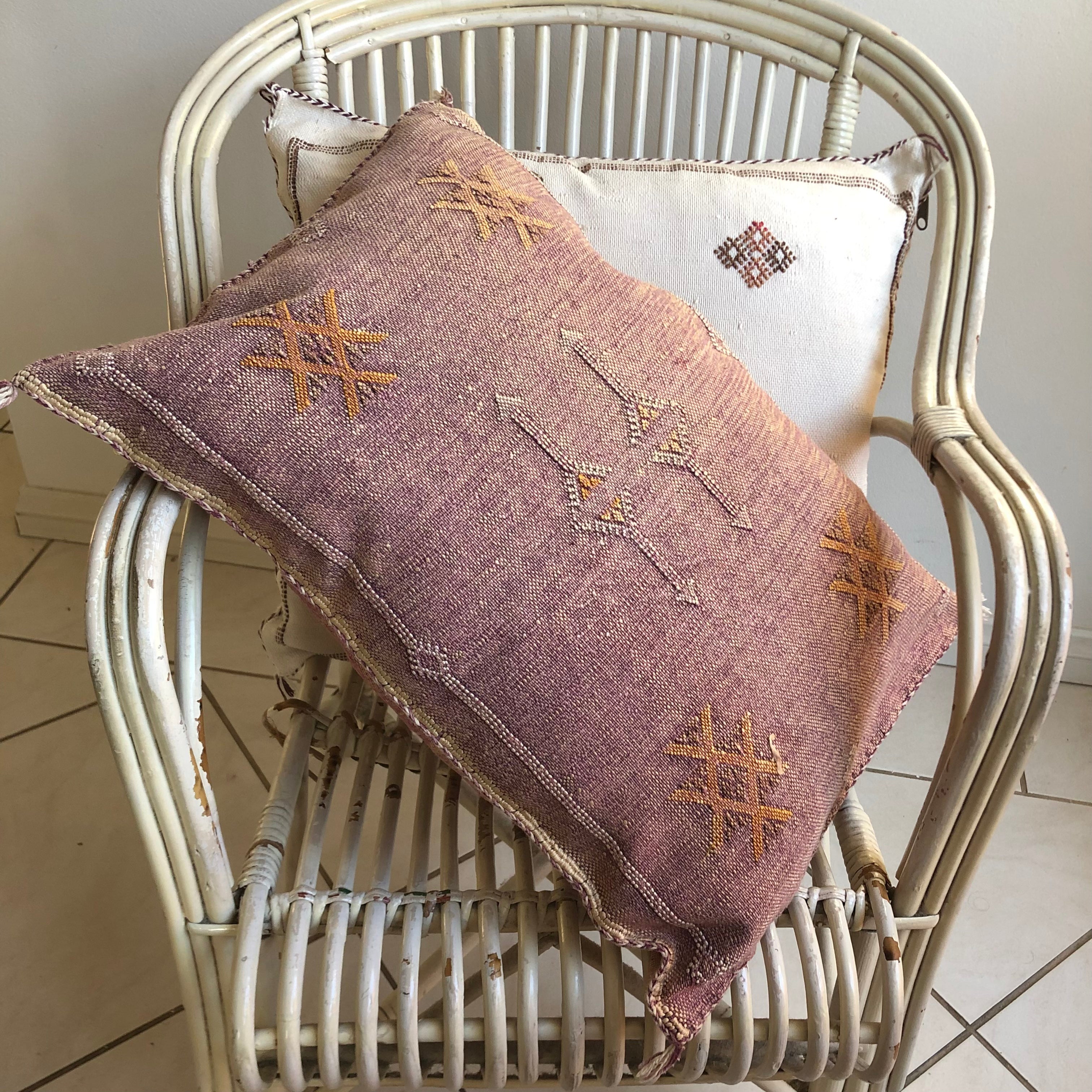 Genuine Moroccan Cactus Silk Pillow in Aubergine