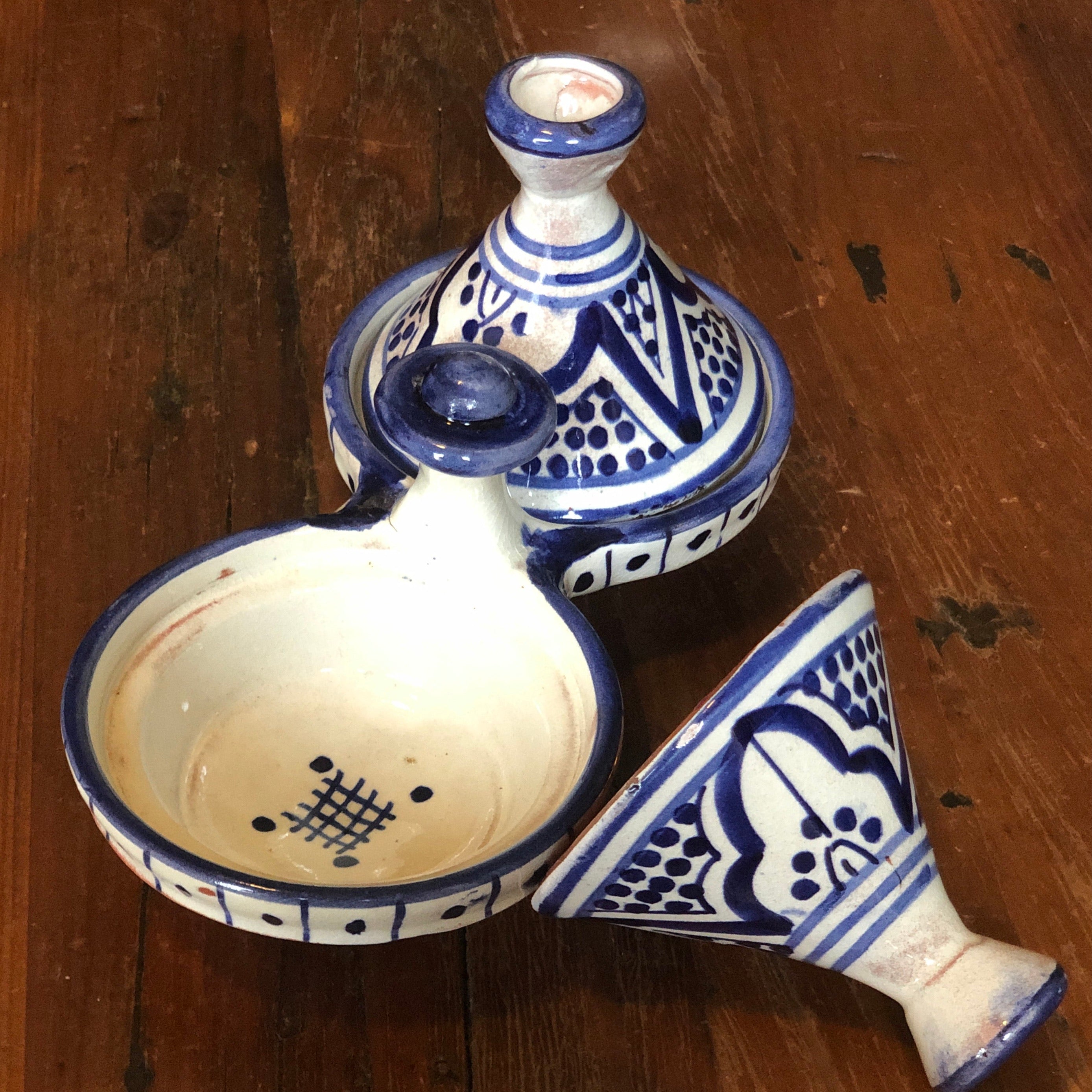 Moorish Fez Mini Dual Tagine in Blue & White