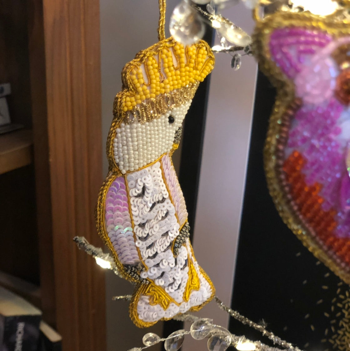 Sulphur Crested Cockatoo Sequin Hanging Decoration