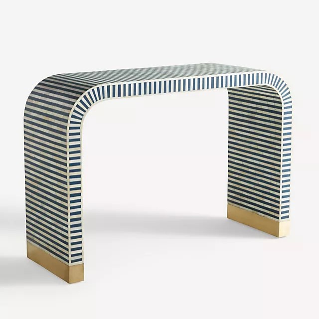 Bone Inlay Waterfall Console in Blue