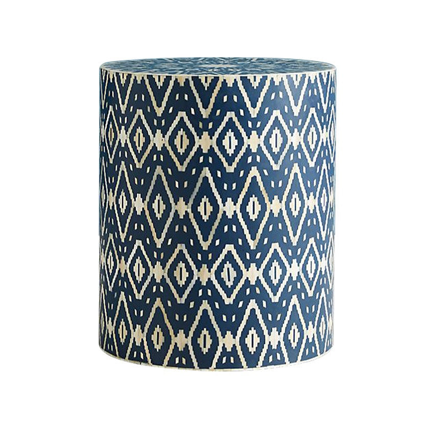 Bone Inlay Ikat Side Table