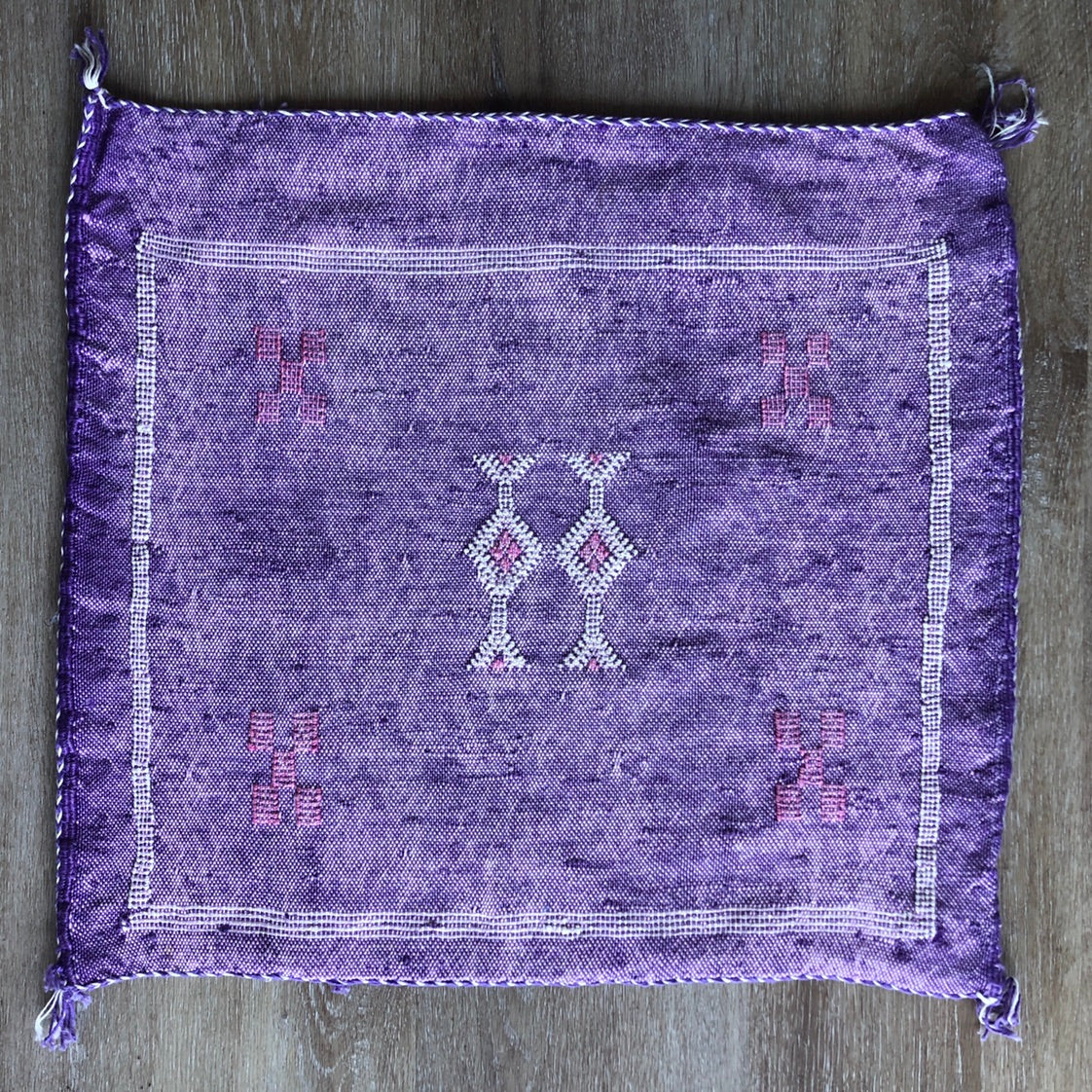 Genuine Moroccan Cactus Silk Cushion in Voilet