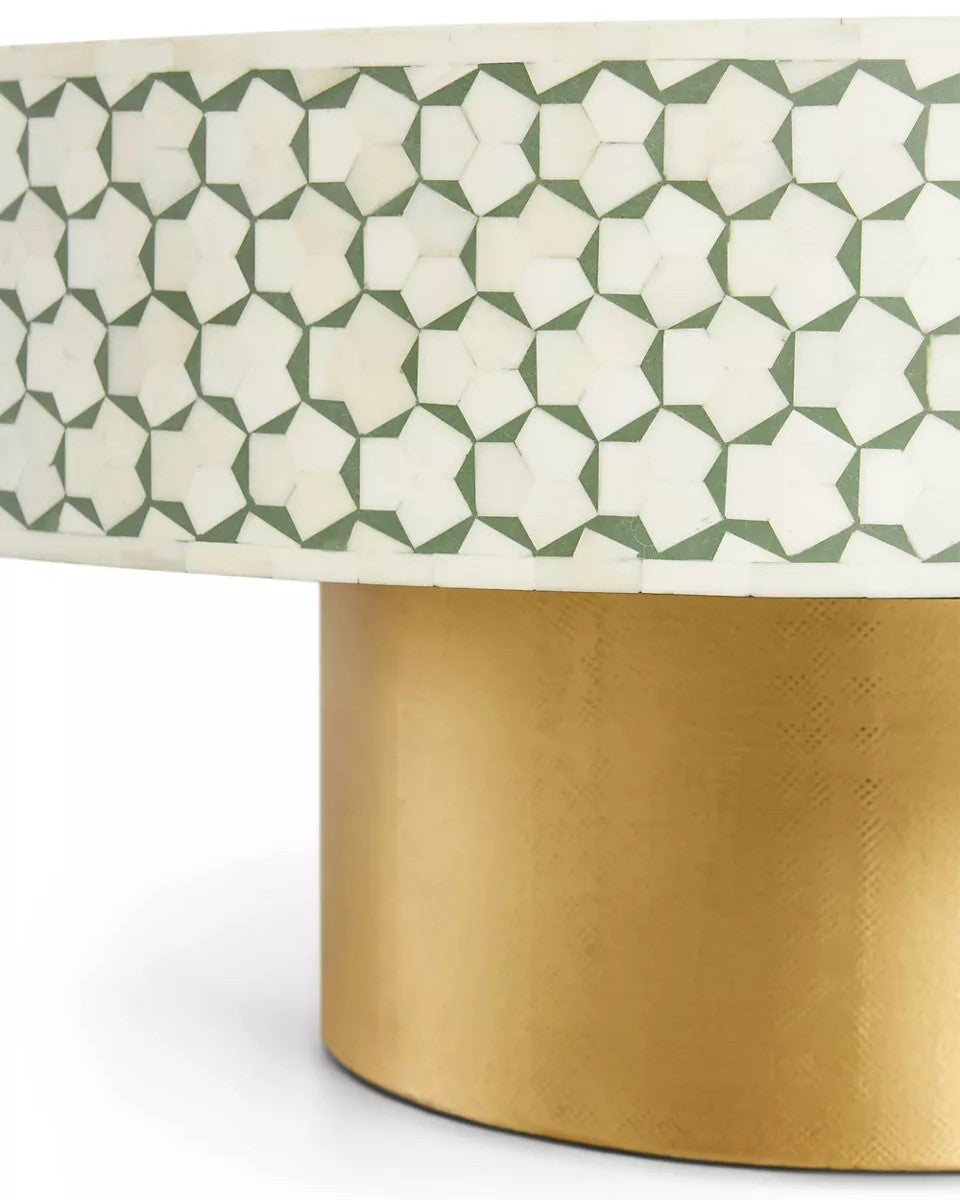 Bone Inlay Egypt Coffee Table in Moss