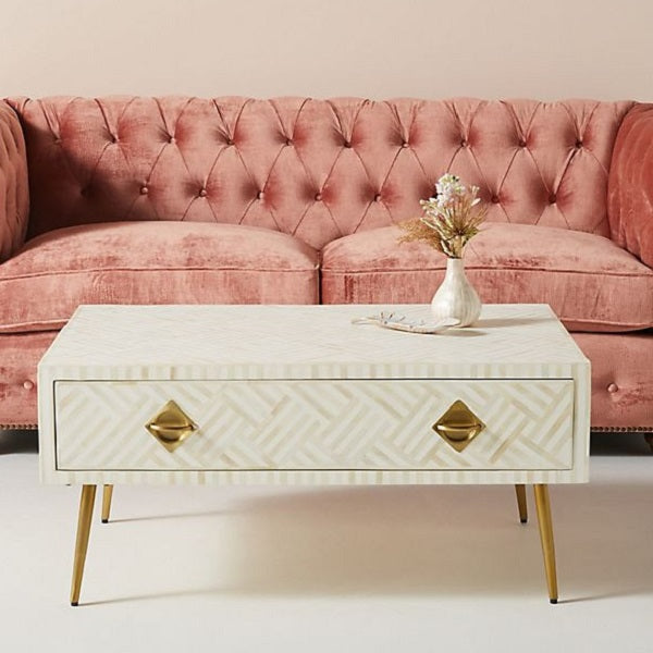 Bone Inlay Geo Rectangular Coffee Table