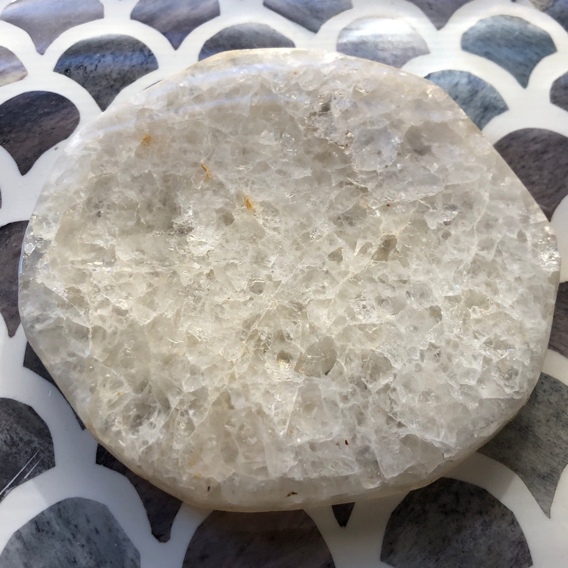 Natural Agate Coaster in White