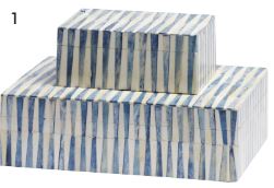 Bone Inlay Box in Blue Wedge Pattern
