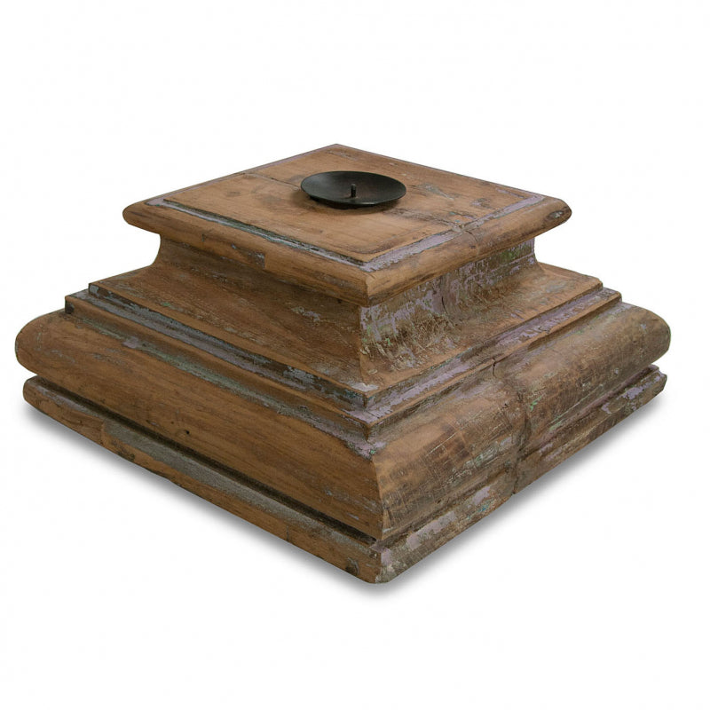 Vintage Wooden Pillar Candle Holder