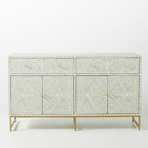 Bone Inlay Scroll Vine Buffet in Grey
