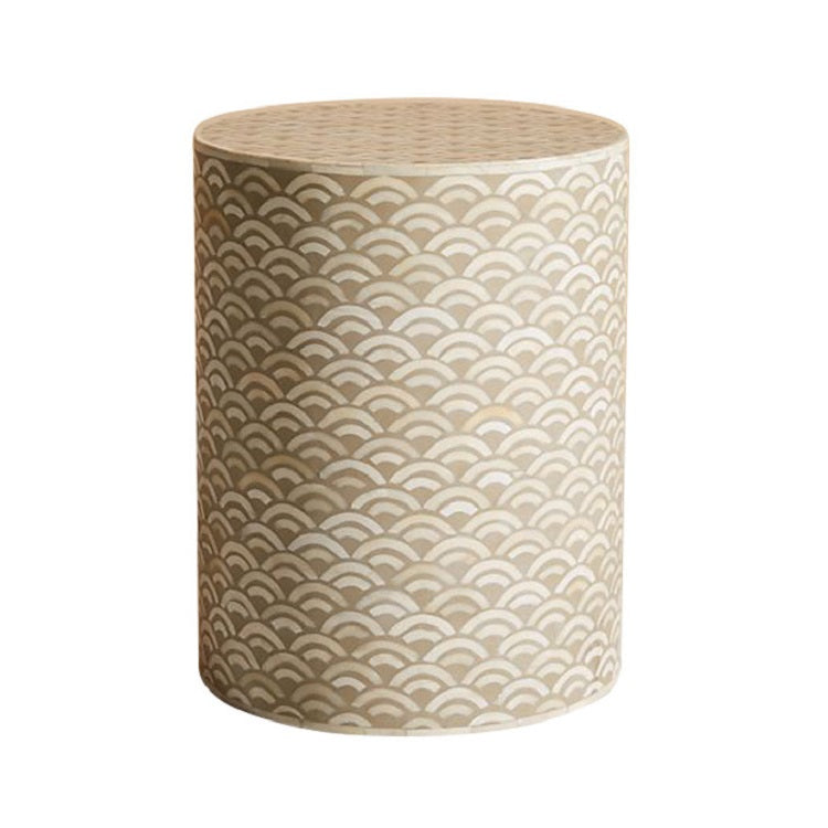 Bone Inlay Scalloped Side Table