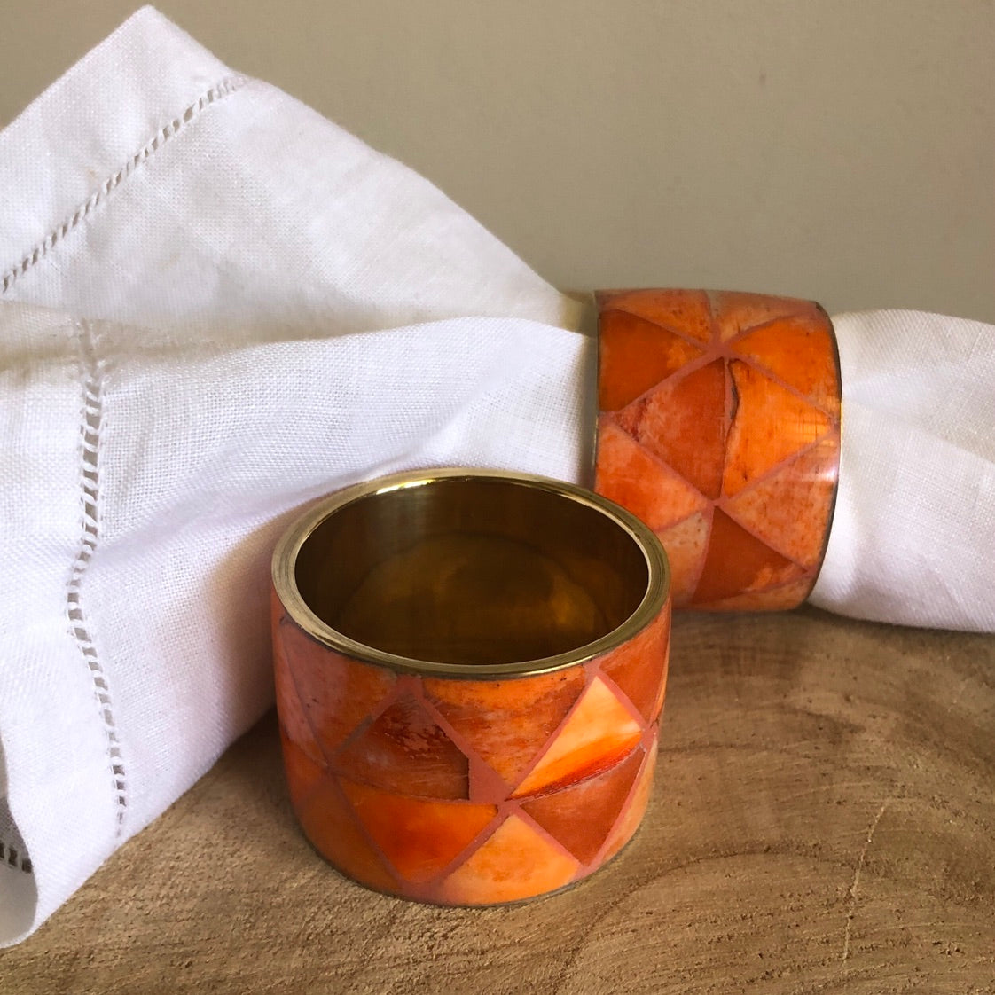 Bone Inlay Napkin Ring in Ochre