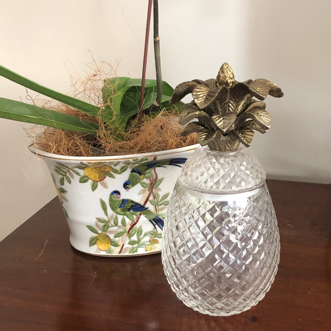 Cut Glass Pineapple Lidded Jar