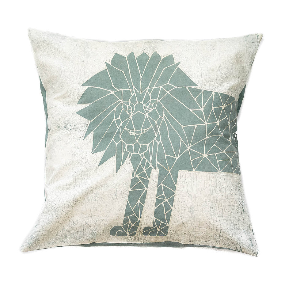 Malawi Cushion Range: Hand-printed Lion Cushion cover Crackle