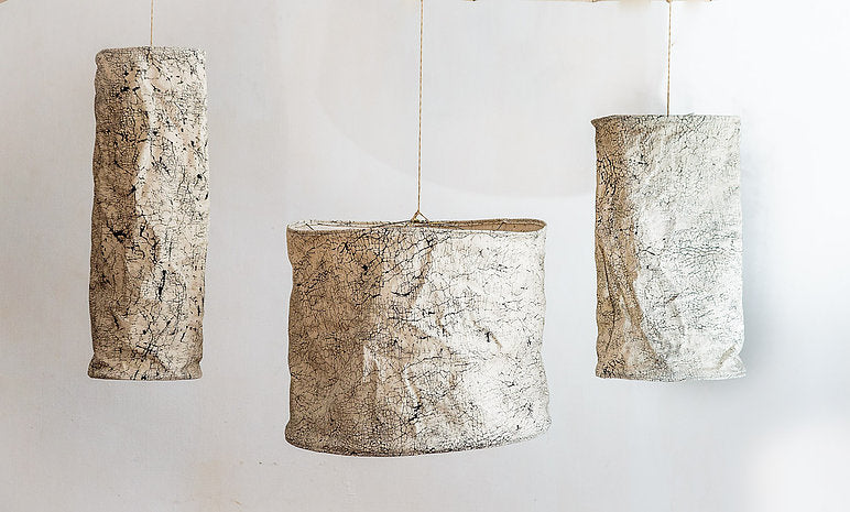 Hand-printed Lampshade - Raw Crackles