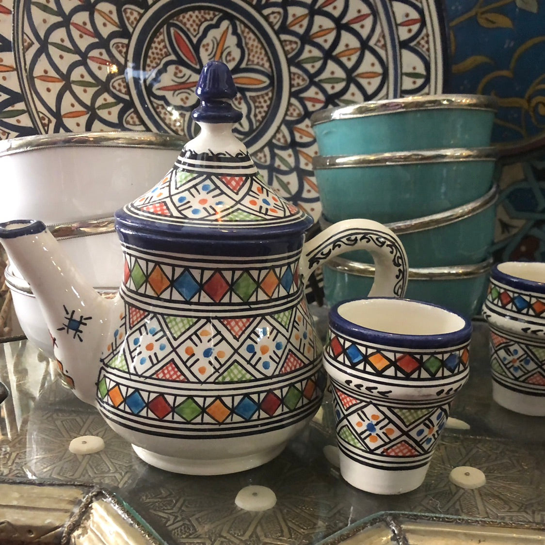 Tangier Multi-Coloured Tea Pot
