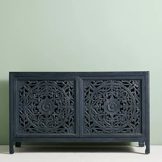 Hand Carved Timber Cut-Out Buffet in Midnight