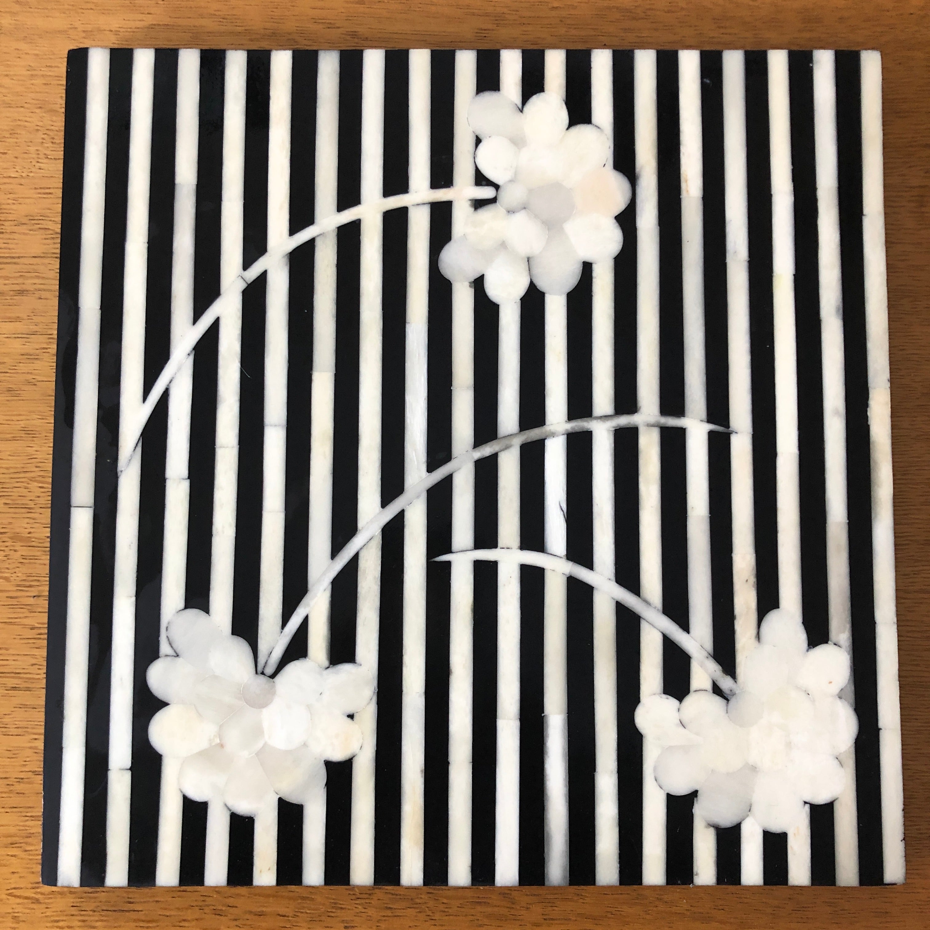Bone Inlay Trivet in Black & White