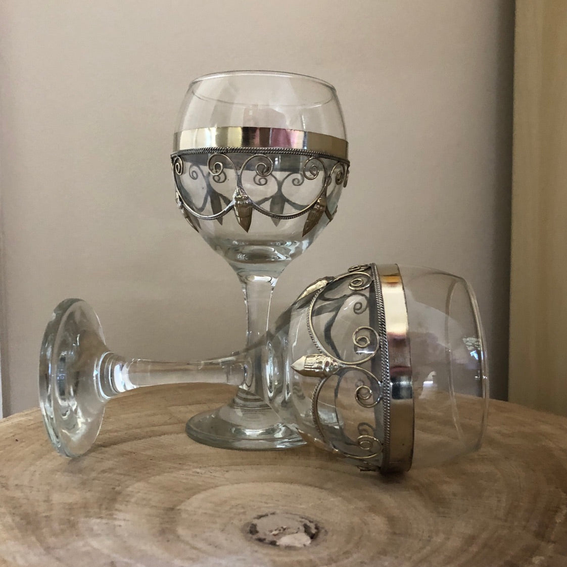 Moroccan Wine Glasses with Silver Embellishment - Set of 6