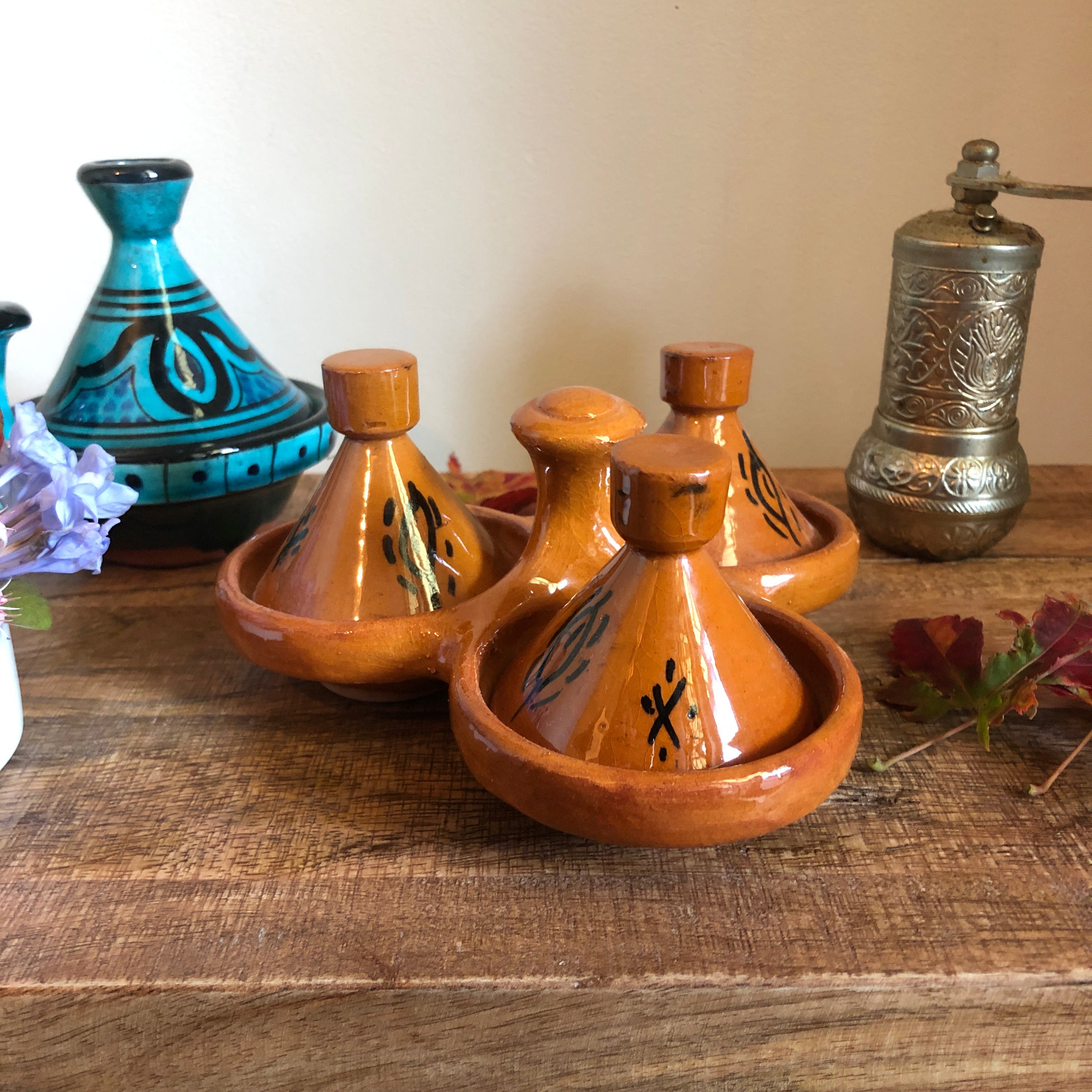 Mini Triple Tagines in Terra Cotta