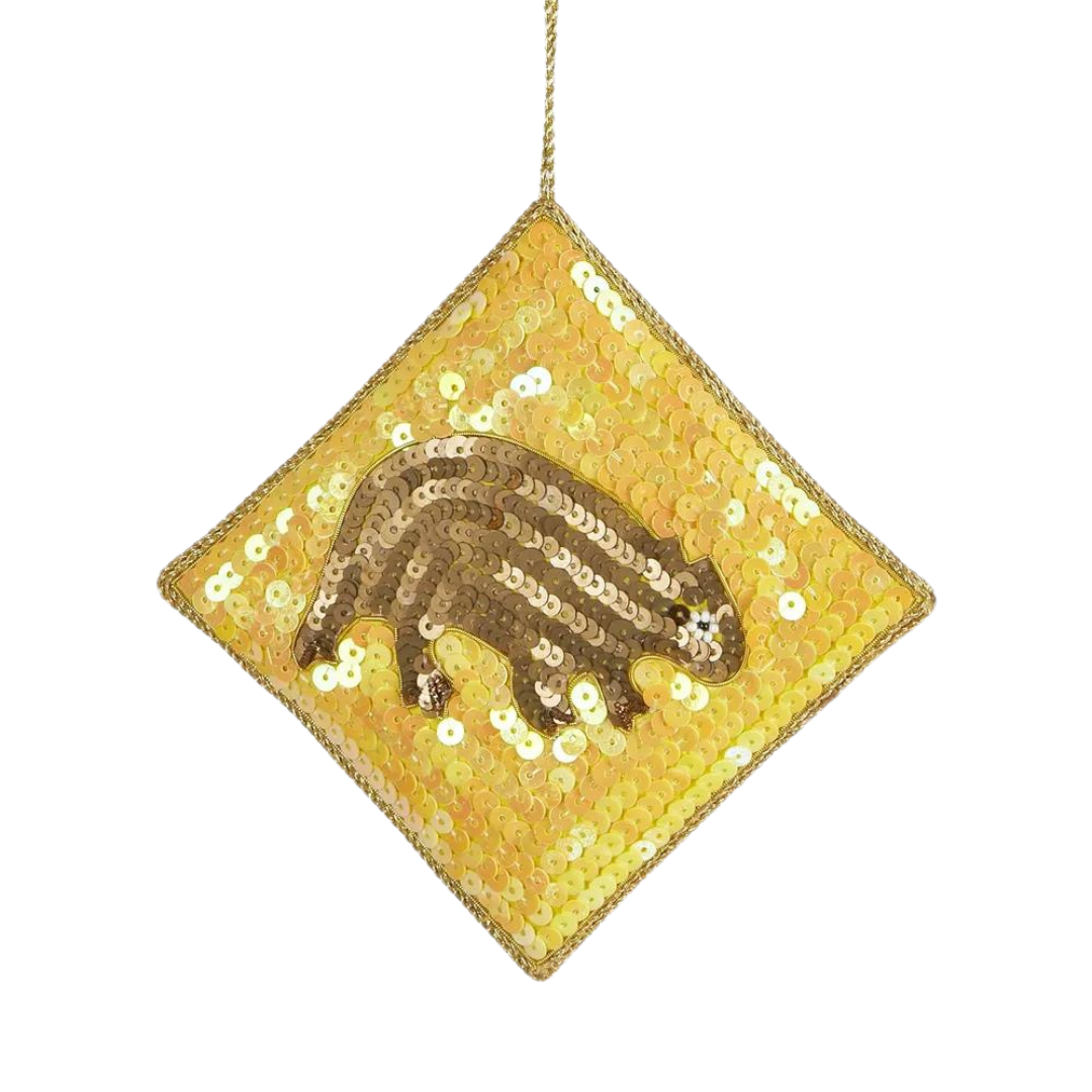 Wombat Road Sign Sequin Hanging Decoration