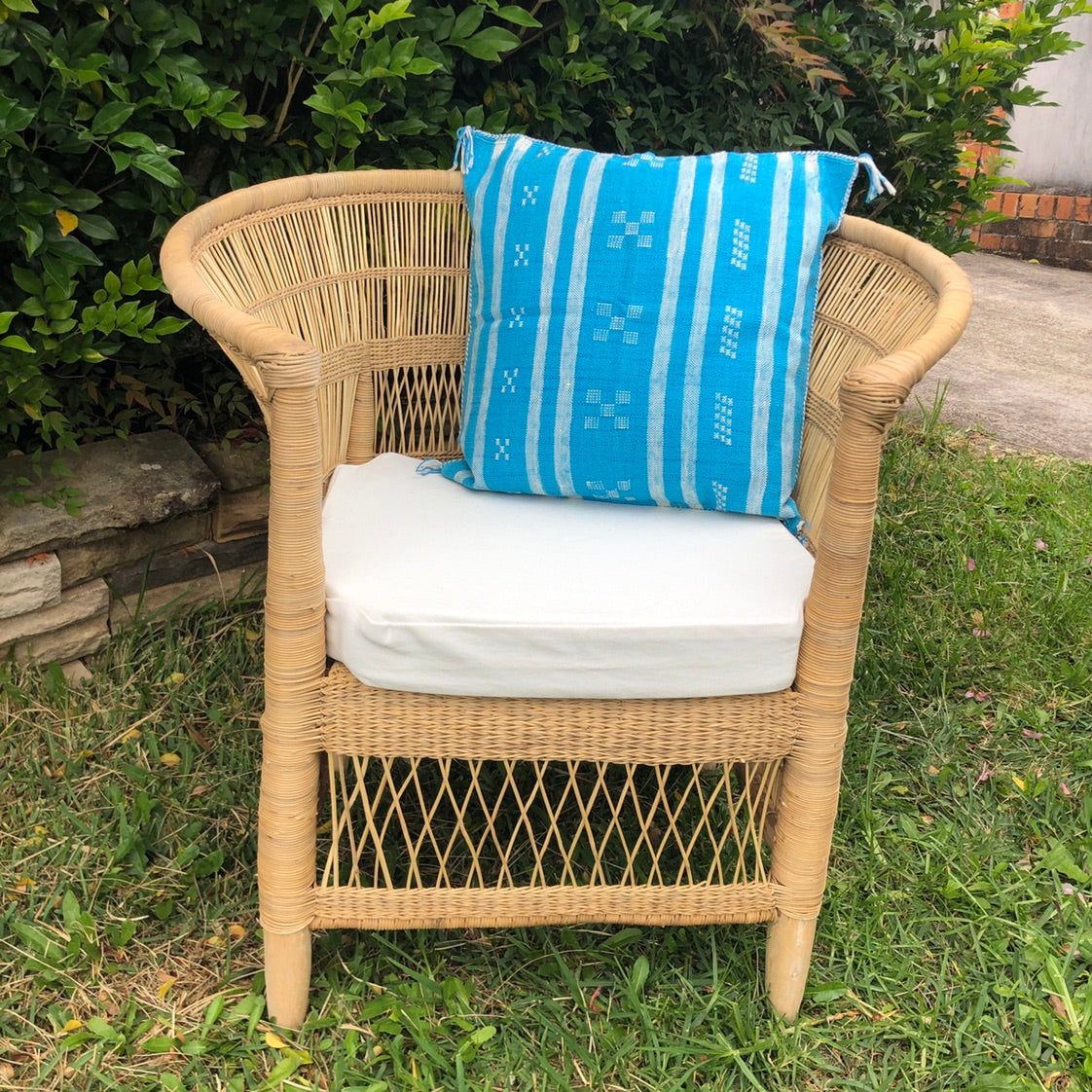 Genuine Moroccan Cactus Silk Pillow in Cerulean