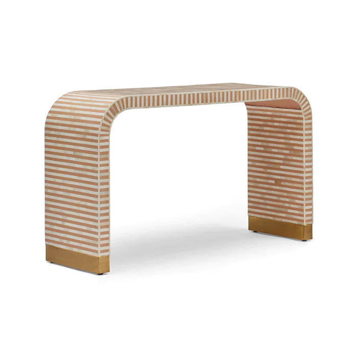 Bone Inlay Waterfall Console in Caramel