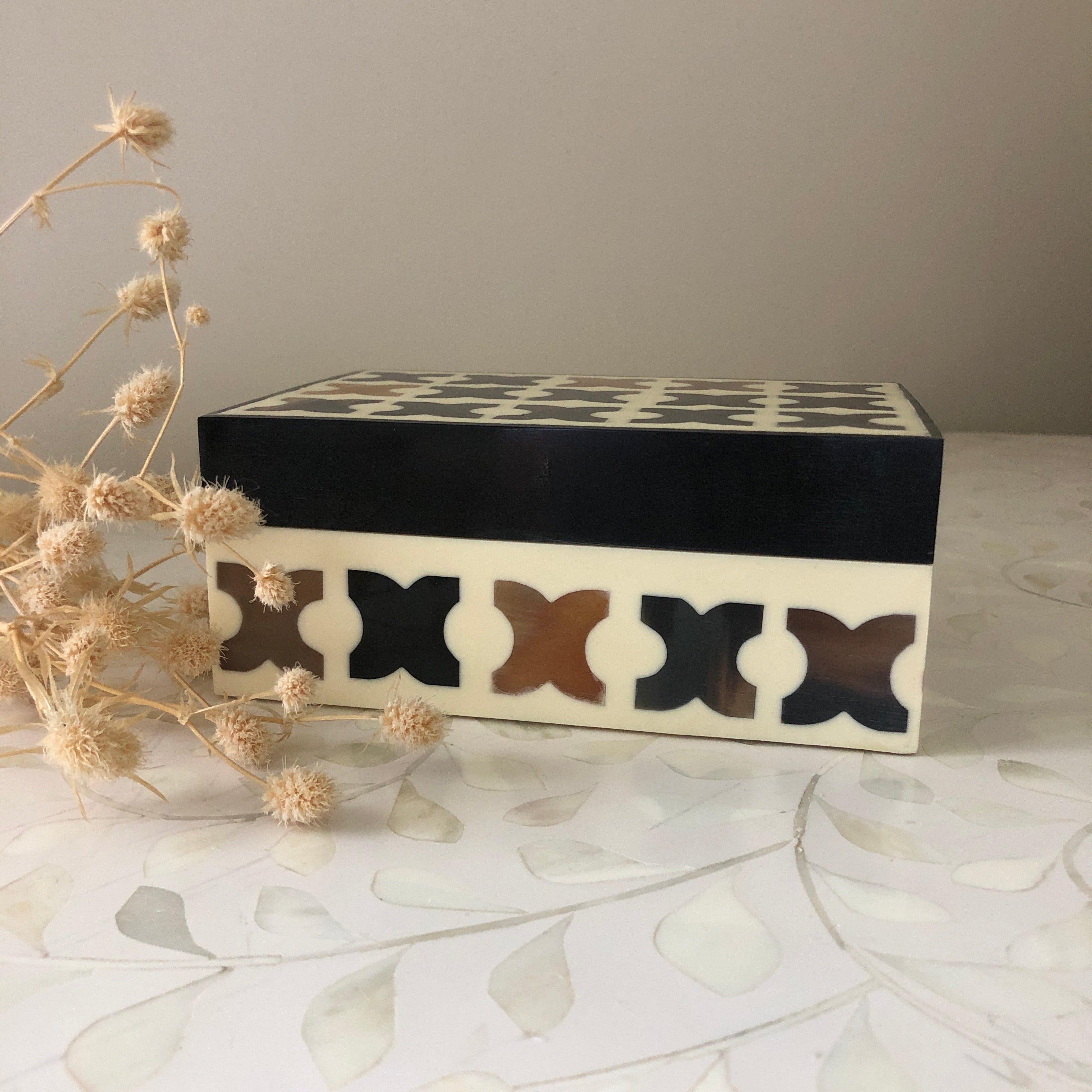 Bone Inlay Box in Cross Pattern