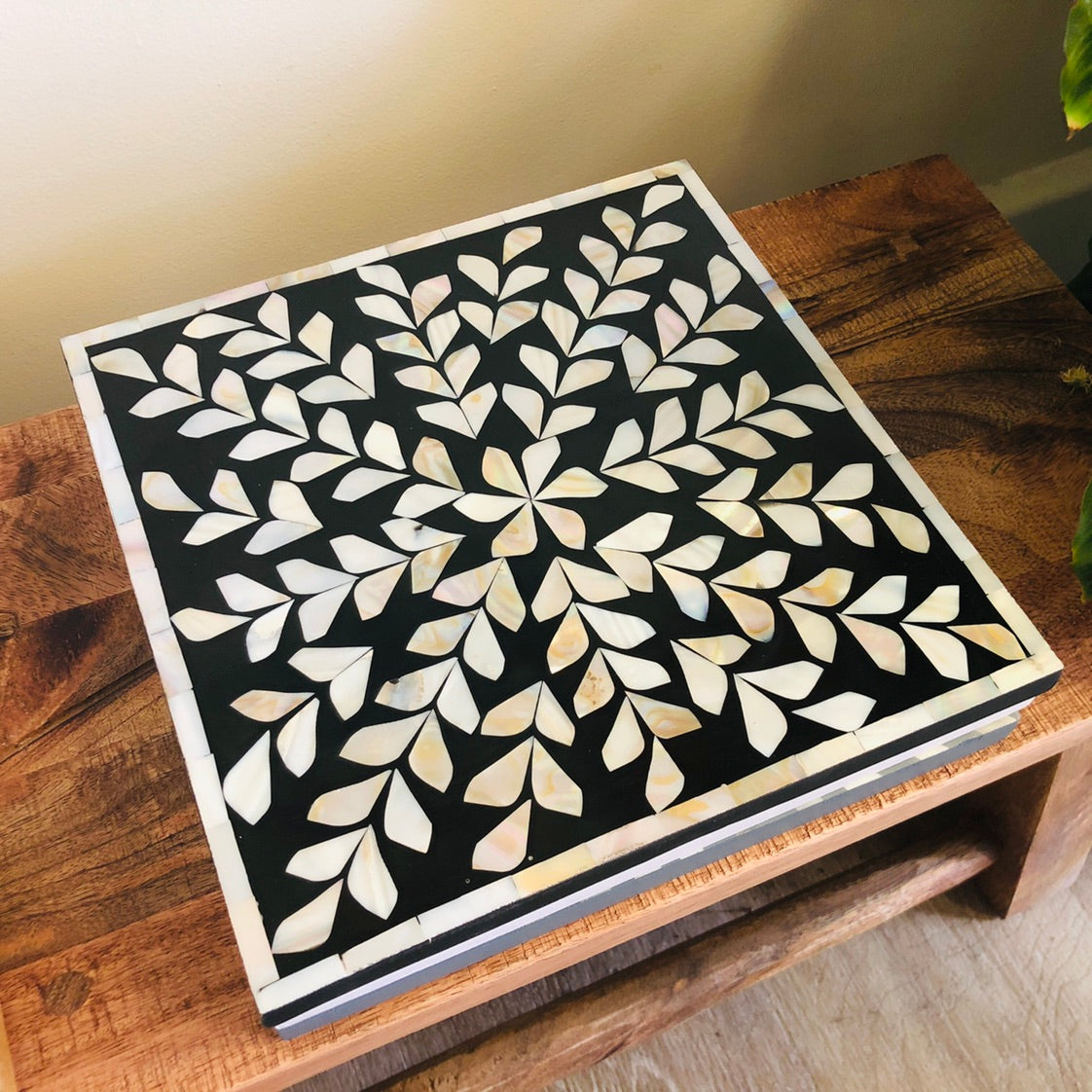 Mother of Pearl Inlay Trivet in Black