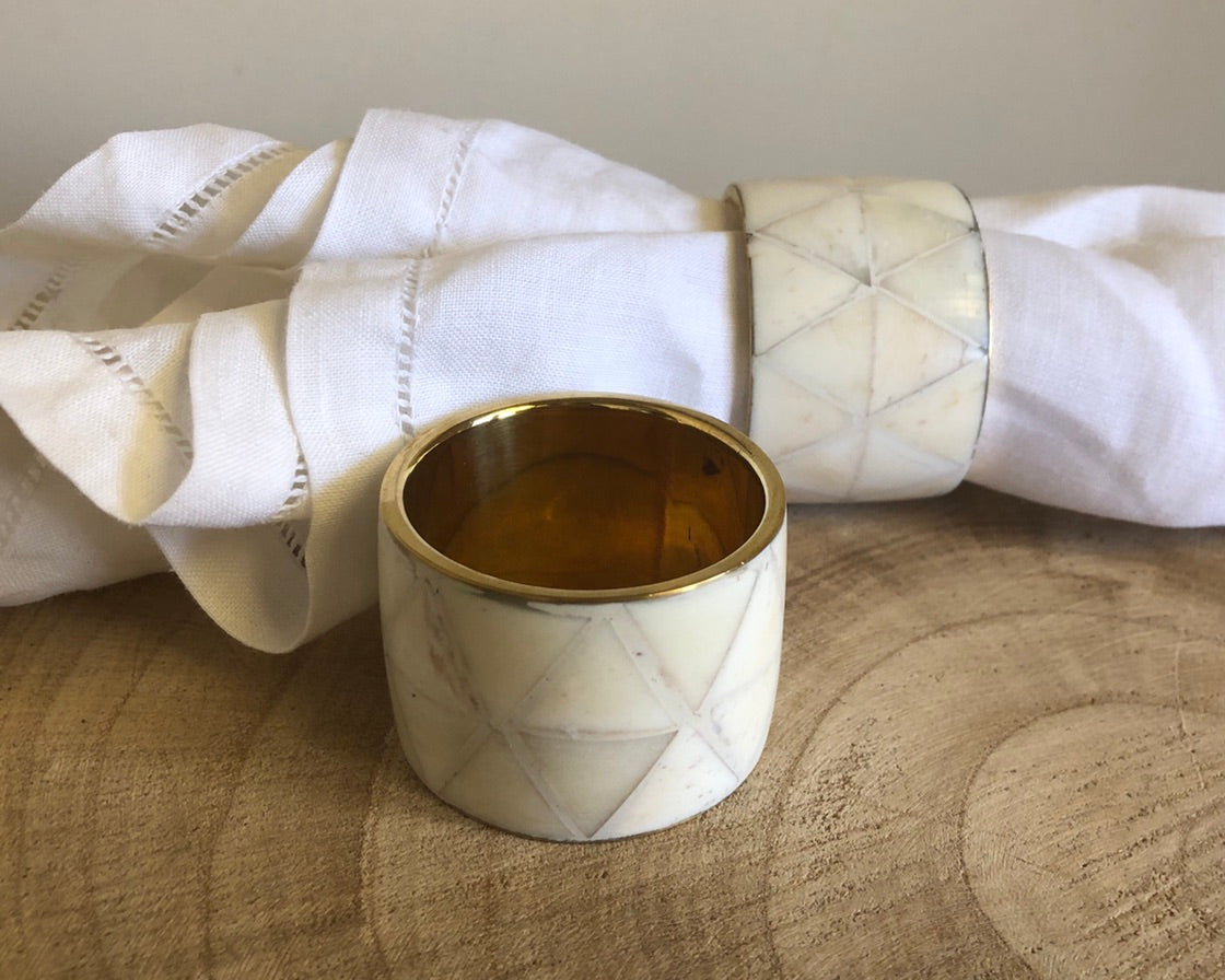 Bone Inlay Napkin Ring in White