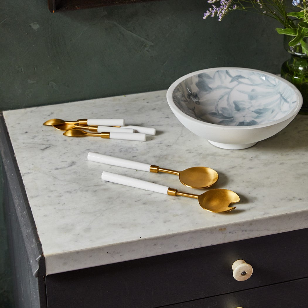 Resin Salad Servers in White