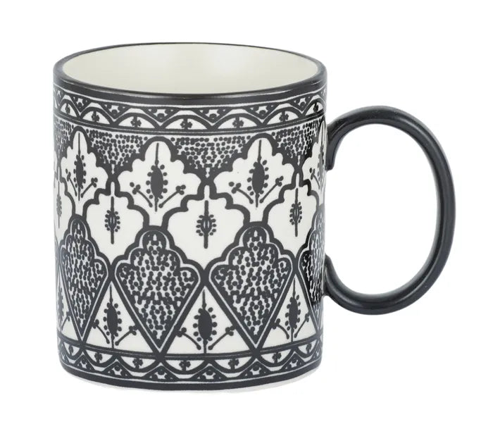 Moroccan Style Ceramic Mug in Black/White