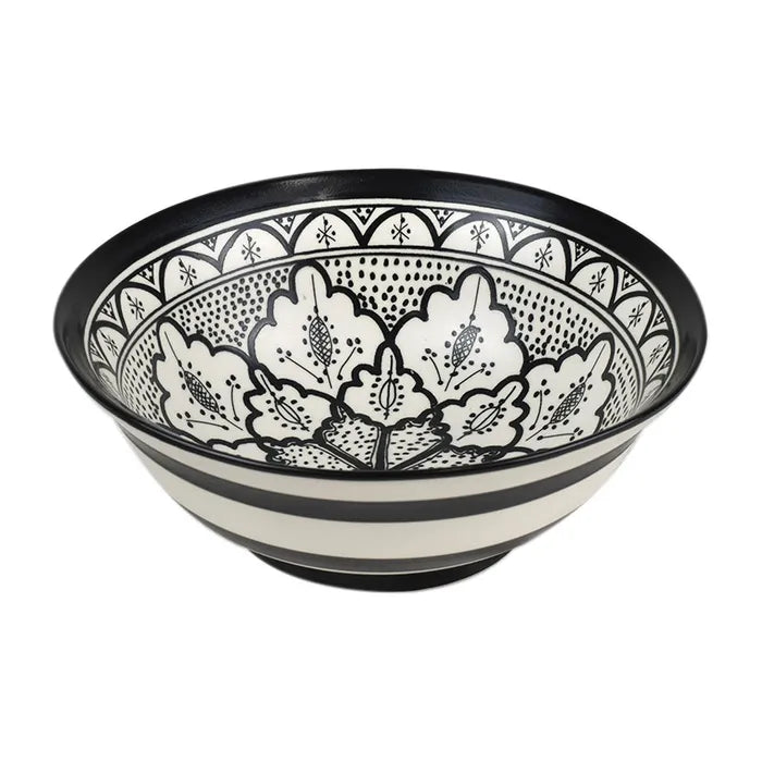 Moroccan Style Ceramic Bowl in Black/White