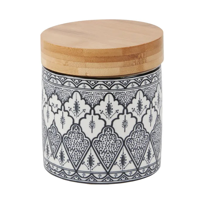 Moroccan Style Ceramic Cannister in Black/White
