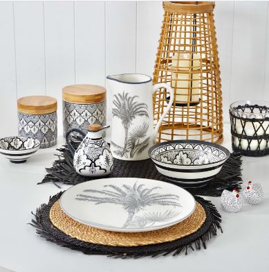 Moroccan Style Ceramic Bowl in Black/White