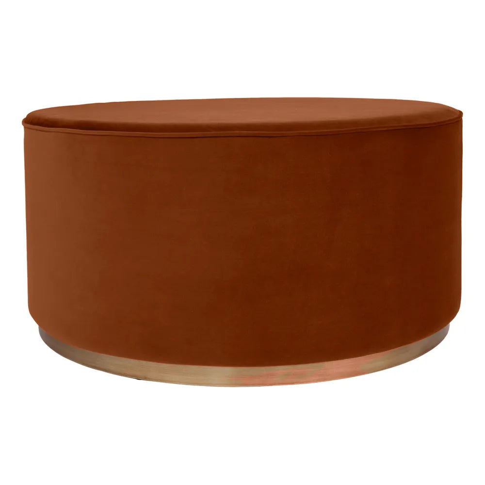 Ames Round Ottoman in Caramel Velvet