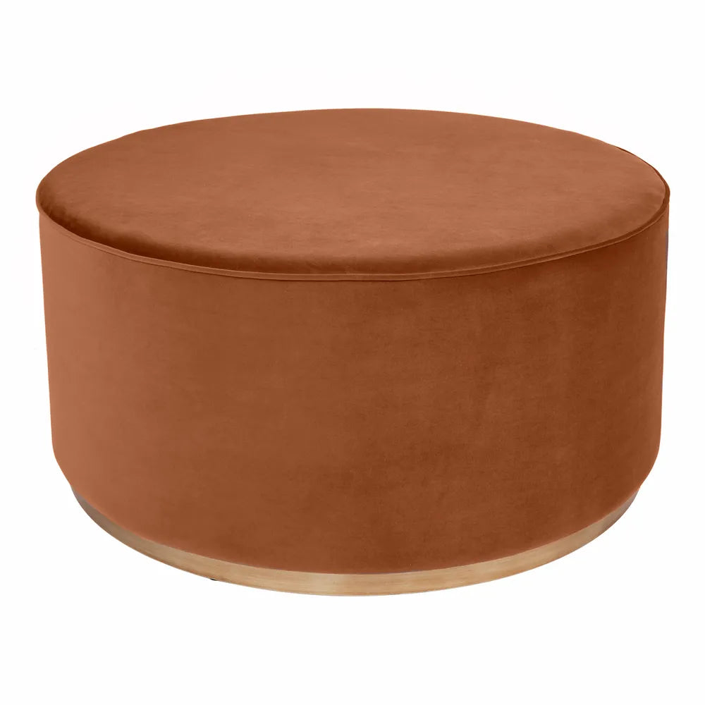 Ames Round Ottoman in Caramel Velvet